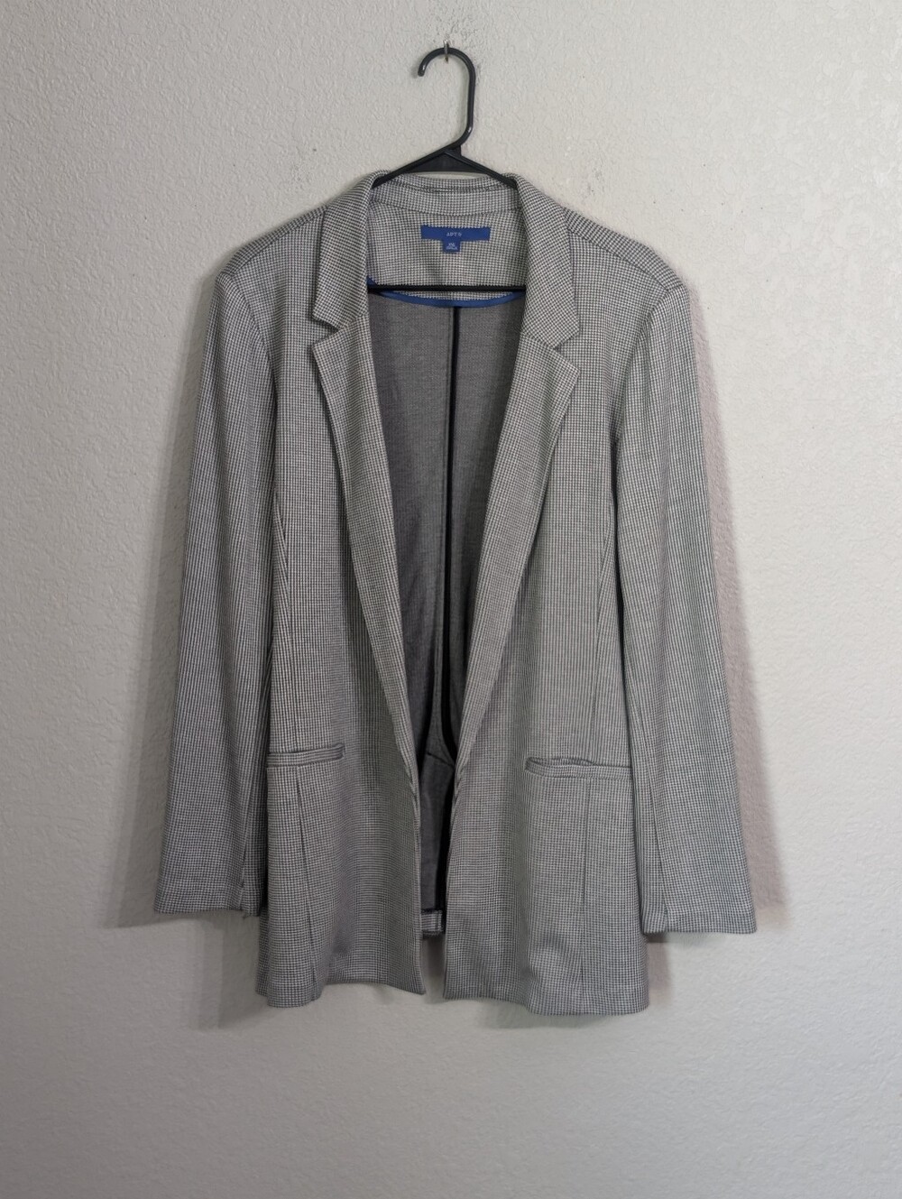 APT. 9 Woman Black White Houndstooth Blazer Jacket Size XXL Open Front Business